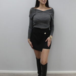 Off-shoulder trui grijs